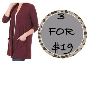 3/$19 Zenana outfitters open front cardigan tunic blouse long sleeve top